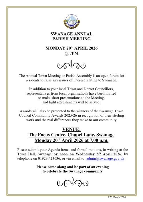 Swanage Annual Parish Meeting – Monday 20 April 2026